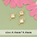 Three square 18K gold plated zircon pendants with double loops for DIY jewelry - Square Style (MF4001A)