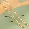18k gold plated wide link chain necklace with smooth and rope texture circular rings - Smooth Round And Long Textured (C5408)