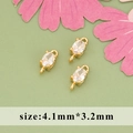 Gold plated oval jewelry connector with tiny zircon and double rings, size 4.1mm x 3.2mm - Oval Style (MF4002A)