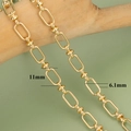 18k gold plated chunky chain bracelet featuring 11mm rectangular links and stylish knots - Rectangular And Round Knot (C5410)