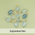 Handgefertigter ovaler Aquamarin-Anhänger mit goldenen Edelstahlstiften für DIY-Schmuck - Aquamarin (ME1705S) / 20er Set