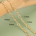 18k gold plated wide link chain bracelet with detailed 5.1mm and 10.8mm dimension marks - Smooth Oval And Twisted Ring (C5411)