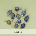 Dunkelblaue Lapis Lazuli Anhänger mit goldenen Metallringen für DIY Schmuckherstellung - Lapis (ME1706S) / 20er Set