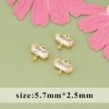 Gold-plated rectangle zircon connector link for DIY jewelry making 5.7mm by 2.5mm - Rectangle Style (MF4003A) / 1 Piece/Pack / Gold
