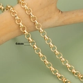 6mm wide 18k gold plated chunky chain bracelet with unique round bead links - Round Link And Drum Charm (C5412)