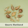 Goldenes Anhänger-Set mit natürlichem Rutilquarz und Edelstahlhaken für Schmuck - Rutilquarz (ME1707S) / 20er Set