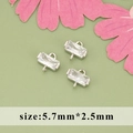 Silver rectangle cubic zirconia connector pendants 5.7mm by 2.5mm for DIY jewelry - Rectangle Style (MF4003B) / 1 Piece/Pack / Silver