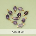 9er-Set Natur-Amethyst-Anhänger mit Goldring für DIY-Schmuckherstellung - Amethyst (ME1708S) / 20er Set