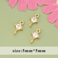 Golden square zircon connector charm 5mm for DIY necklace and bracelet jewelry - Square Style (MF4004A) / 1 Piece/Pack / Gold