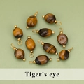 Handgefertigter Tigerauge-Anhänger in Ovalform mit Goldkappe für DIY-Schmuckherstellung - Tigerauge (ME1709S) / 20er Set