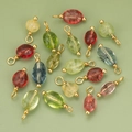 Bunte Naturstein-Anhänger mit Goldkappen für DIY-Ohrringe und Halsketten-Zubehör - Mischkristall (ME1715S) / 20er Set