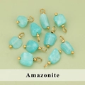 Set aus natürlichen hellblauen Amazonit-Anhängern mit goldenen Metallringen für DIY-Schmuck - Amazonit (ME1717S) / 20er Set