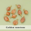 Ovaler Gold-Sonnenstein-Anhänger mit goldenen Kappen für DIY-Schmuckherstellung - Goldener Sonnenstein (ME1718S) / 20er Set