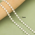 Silberne 3mm Perlenkette mit strukturierter Spirale für DIY-Schmuckherstellung - Texturiertes Hellgold (C39803Y)