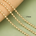 2,5 mm diamantgeschliffene goldene Kugelkette aus 18k vergoldetem Edelstahl - Facettiertes Gold (C398005A)