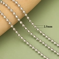 2,5 mm silberne facettierte Rundperlenkette für DIY-Schmuck mit Metallglanz - Facettiertes Hellsilber (C398005B)
