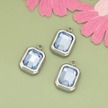 Three-piece set of rectangular light blue birthstone pendants with silver metal frames - Light Blue Stone Silver Frame (MF4603)