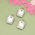 Silver rectangle charm with clear square crystal for DIY jewelry making - Clear Stone Silver Frame (MF4604)