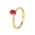 Anillo de latón chapado en oro con circón rojo ovalado y pequeños detalles de diamantes - US 6 / Anillo de Circonita Roja Color Oro