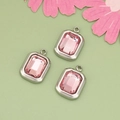 Set di tre ciondoli in cristallo rosa taglio smeraldo con montatura in argento - Pietra Rosa Cornice Argento (MF4610)