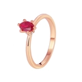 Anillo de latón bañado en oro con circón rojo óvalo y pequeños diamantes blancos - US 7 / Anillo de Oro Rosa Circonia Roja