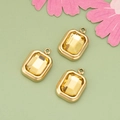 Ciondolo quadrato in cristallo champagne placcato oro per gioielli fai da te set da 3 - Pietra Champagne Cornice Oro (MF4618)