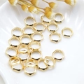 Detailed macro view of hexagonal gold-plated hollow rings for DIY jewelry making - 8mm (Inner 6mm) / Gold