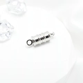 Silver cylindrical magnetic jewelry clasp for necklaces and bracelets on white stand - 6mm / White Gold