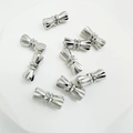Bowknot screw clasps in 18k gold plated copper for DIY pearl necklace jewelry making - White Gold