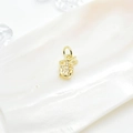 18k gold plated rabbit pendant with micro-inset crystals on a pearlescent shell background - Seahorse