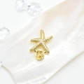 Pave starfish jewelry setting for pearls in gold finish with rabbit ear bail detail - Starfish