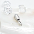 Silver 18k pendant connector with baguette cubic zirconia for necklace jewelry making - Large 13*4mm / White Gold