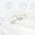 Elegant silver hook earrings with round brilliant cubic zirconia stones in 45-degree view - White Gold
