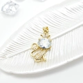 18k gold plated cat pendant with crown design and micro-set zircon crystals - Princess Cat / Gold