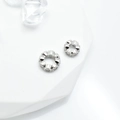 Silver wavy spacer beads with micro-pave crystals for DIY jewelry making - 10mm / White Gold