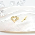 Golden heart-shaped diamond OT toggle clasp set for jewelry necklaces on shell - Heart
