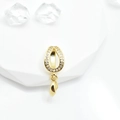 Elegant gold V-shaped pendant clasp with micro-set zircons on white display stand - Gold