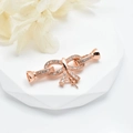 Rose gold bow jewelry clasp with cubic zirconia pave for DIY necklace and bracelet crafting - Rose Gold