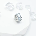 Silver baguette-cut blue crystal wheel beads for DIY jewelry and bracelet making - 9mm / White Gold