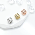 Zylinderperlen mit Zirkonia-Mikropavé in Silber, Gold und Roségold für DIY-Schmuck - Luxuriöser Full Pave Zylinder (Stil 4) / 6.5*8*4mm / Weißgold