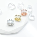 Three-color baguette zircon wheel spacer beads for DIY jewelry making in a creative setting - Pave Baguette Cylinder (Style 5) / 11*6*6mm / White Gold