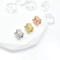 Three-color zircon barrel beads set in silver, gold, and rose gold on display stand - Wavy Faceted (Style 1) / 7*8*4mm / White Gold