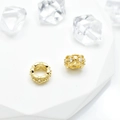 Hollow wheel charm beads with micro-pave zircons for DIY jewelry making in 18K gold finish - 8mm / Gold