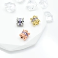 Macro view of micro-pave purple zircon beads in silver, gold, and rose gold plating - Vintage Barrel (Style 2) / 7*8*4mm / White Gold