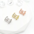Schleifen-Zwischenperlen mit Baguette-Zirkonia in Silber, Gold und Roségold-Optik - Schleifenform (Stil 15) / 10*8*2mm / Weißgold