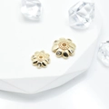 Golden flower spacers with zircon stones for DIY jewelry making in two various sizes - 7mm / 14K Gold Color