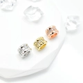 Drei Farben geometrische Abstandsperlen mit Kristalleinlage für DIY Armbänder - Geometrisch Facettiertes Fass (Stil 8) / 5*8*4mm / Weißgold