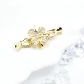 Gold-plated clover jewelry clasp with micro-set zircon stones for DIY pearl necklaces - 35*19mm / Gold