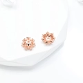 18k gold plated flower bead caps with micro-pave crystals for DIY jewelry making - 8mm / Rose Gold
