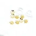 DIY 18k gold plated flower bead caps and spacers for jewelry making in macro view - Engraved Leaf Vein Pattern (Style 7)